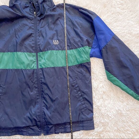 Vintage Blue/Green Team USA Olympics WindbreakerJacket Sponsored by JCPenny - Picture 12 of 13